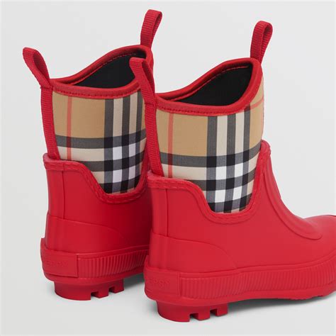 Vintage Check Neoprene and Rubber Rain Boots 